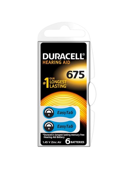 BATTERIA 1.45V ACUSTICA 675 - BLISTER 6 pz. EASY TAB HEARING AIR DURACELL