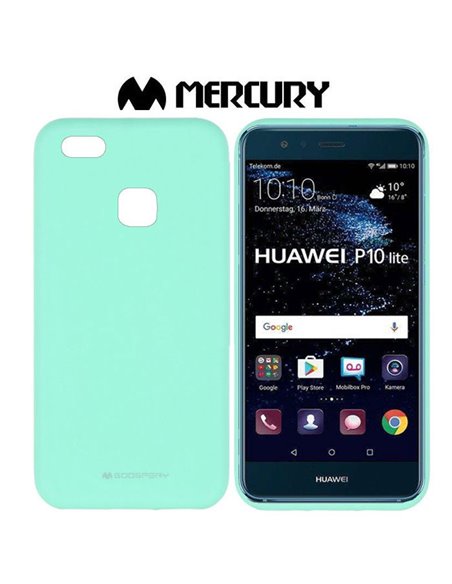 CUSTODIA per HUAWEI P10 LITE IN GEL TPU SILICONE COLORE VERDE ACQUA ALTA QUALITA' MERCURY SOFT BLISTER