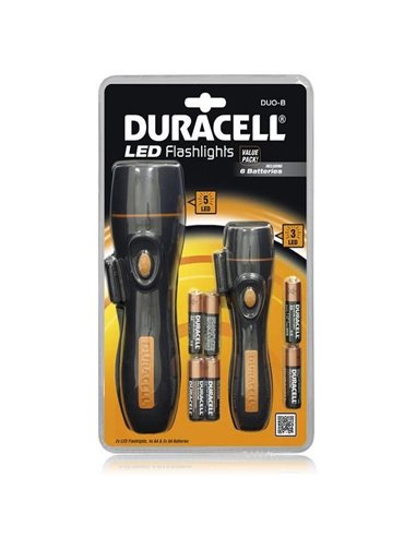 TORCE PORTATILI SET 2 PEZZI FLASHLIGHTS A 5 LED, E 3 LED,CON BATTERIE INCLUSE DUO-B DURACELL BLISTER