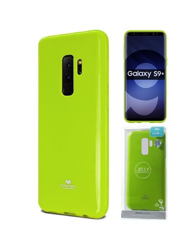 CUSTODIA per SAMSUNG GALAXY S9 PLUS (SM-G965) IN GEL TPU SILICONE COLORE VERDE LUCIDO CON GLITTER ALTA QUALITA' MERCURY