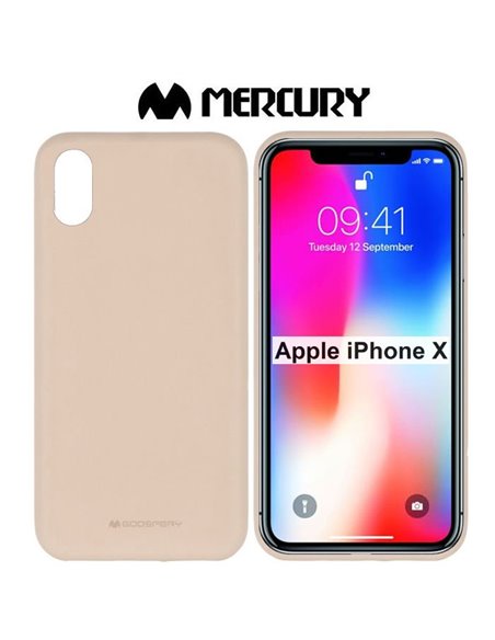 CUSTODIA per APPLE IPHONE X, IPHONE XS (5.8') IN GEL TPU SILICONE COLORE SABBIA ALTA QUALITA' MERCURY SOFT BLISTER