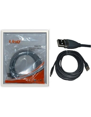 CAVO USB 2.0 PER STAMPANTE CONNETTORE TIPO A (MASCHIO) A TIPO B (MASCHIO) LUNGHEZZA 5 MT COLORE GRIGIO P5M LINQ