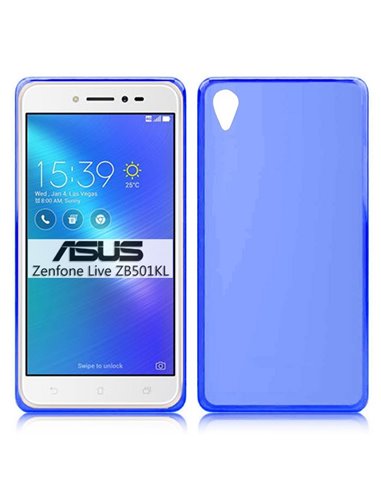 CUSTODIA per ASUS ZENFONE LIVE (ZB501KL) IN GEL TPU SILICONE COLORE BLU TRASPARENTE