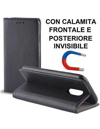 CUSTODIA per ZTE BLADE A910 - FLIP ORIZZONTALE con CHIUSURA MAGNETICA INVISIBILE, STAND ED INTERNO IN TPU NERO