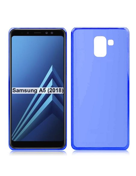 CUSTODIA per SAMSUNG GALAXY A8 (SM-A530), GALAXY A5 2018 IN GEL TPU SILICONE COLORE BLU TRASPARENTE