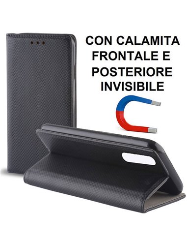 CUSTODIA per HUAWEI P20 - FLIP ORIZZONTALE con CHIUSURA MAGNETICA INVISIBILE ED INTERNO IN TPU COLORE NERO