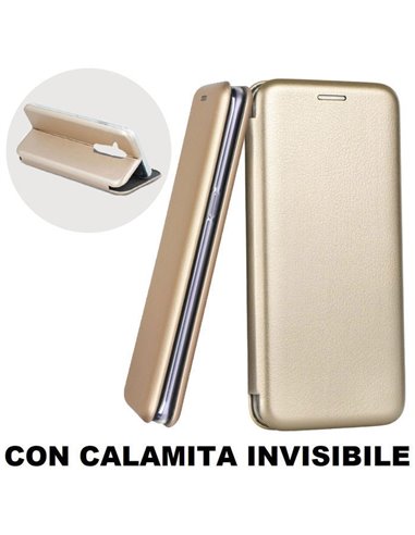 CUSTODIA per HUAWEI MATE 20 LITE - FLIP ORIZZONTALE SIMILPELLE CON CHIUSURA MAGNETICA INVISIBILE E INTERNO IN TPU ORO