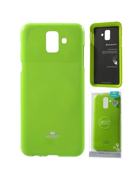 CUSTODIA per SAMSUNG GALAXY A6 2018 (SM-A600) IN GEL TPU SILICONE COLORE VERDE LUCIDO CON GLITTER ALTA QUALITA' MERCURY