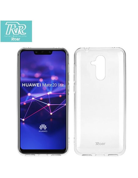 CUSTODIA per HUAWEI MATE 20 LITE IN GEL TPU SILICONE TRASPARENTE ALTA QUALITA' ROAR COLORFUL