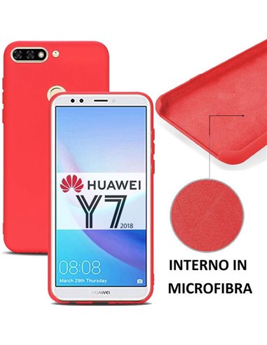 CUSTODIA per HUAWEI Y7 2018, Y7 PRIME 2018, Y7 PRO 2018, HONOR 7C IN SILICONE CON EFFETTO SOFT TOUCH ED INTERNO IN MICROFIBRA RO