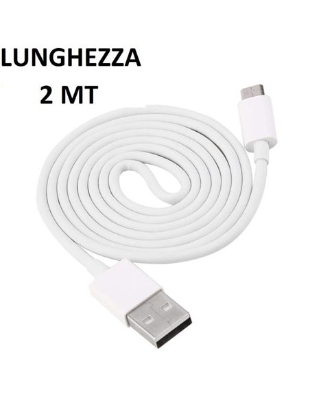 CAVO MICRO USB - LUNGHEZZA 2 MT COLORE BIANCO