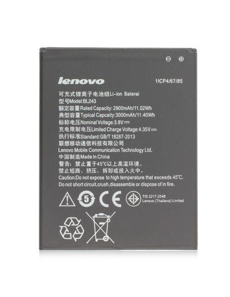 BATTERIA ORIGINALE per LENOVO VIBE K3 NOTE (K50-t5), GOLDEN WARRIOR S8 (A7600) - 2900 mAh LI-ION BL243 BULK