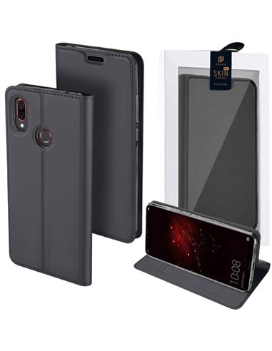 CUSTODIA per HUAWEI HONOR PLAY - FLIP ORIZZONTALE SIMILPELLE CON CHIUSURA MAGNETICA INVISIBILE E INTERNO IN TPU GRIGIO