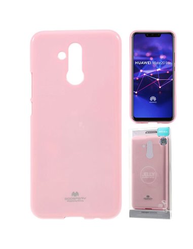 CUSTODIA per HUAWEI MATE 20 LITE IN GEL TPU SILICONE COLORE ROSA LUCIDO CON GLITTER ALTA QUALITA' MERCURY BLISTER