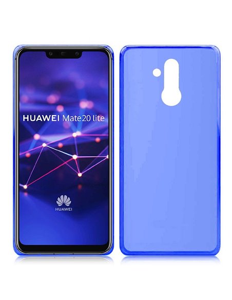 CUSTODIA per HUAWEI MATE 20 LITE IN GEL TPU SILICONE COLORE BLU TRASPARENTE