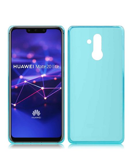 CUSTODIA per HUAWEI MATE 20 LITE IN GEL TPU SILICONE COLORE AZZURRO TRASPARENTE