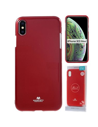 CUSTODIA per APPLE IPHONE XS MAX (6.5') IN GEL TPU SILICONE COLORE ROSSO LUCIDO ALTA QUALITA' MERCURY BLISTER