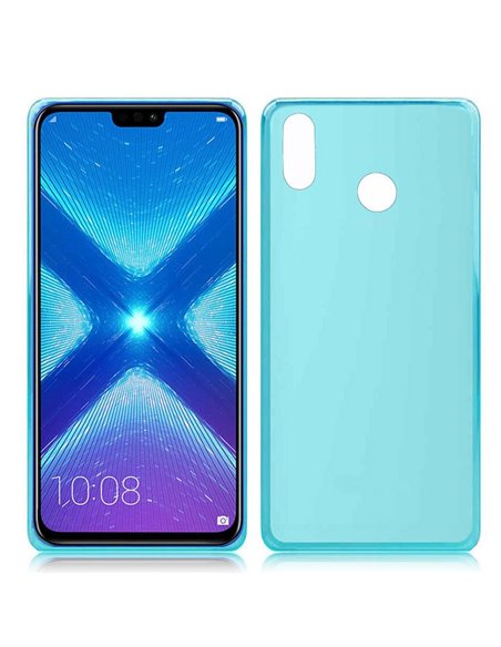 CUSTODIA per HUAWEI HONOR 8X, HONOR VIEW 10 LITE IN GEL TPU SILICONE COLORE AZZURRO TRASPARENTE