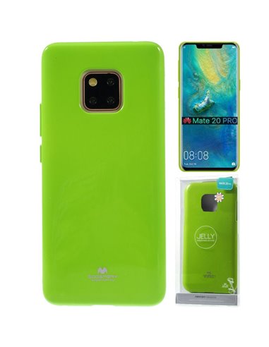 CUSTODIA per HUAWEI MATE 20 PRO IN GEL TPU SILICONE COLORE VERDE LUCIDO CON GLITTER ALTA QUALITA' MERCURY BLISTER