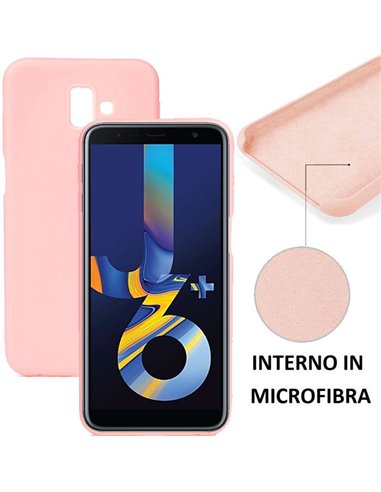 CUSTODIA per SAMSUNG GALAXY J6 PLUS (SM-J610) IN SILICONE CON EFFETTO SOFT TOUCH ED INTERNO IN MICROFIBRA COLORE ROSA