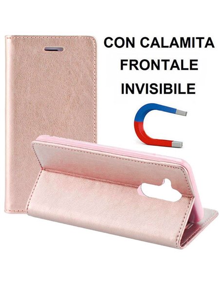 CUSTODIA per HUAWEI MATE 20 LITE - FLIP ORIZZONTALE SIMILPELLE CON CHIUSURA MAGNETICA E INTERNO IN TPU COLORE ROSA ORO