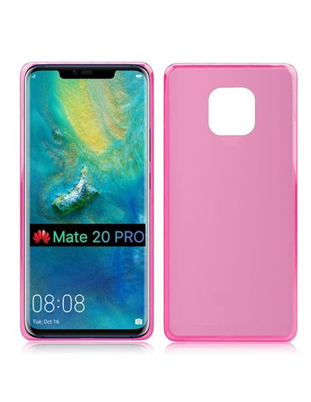 CUSTODIA per HUAWEI MATE 20 PRO IN GEL TPU SILICONE COLORE ROSA TRASPARENTE