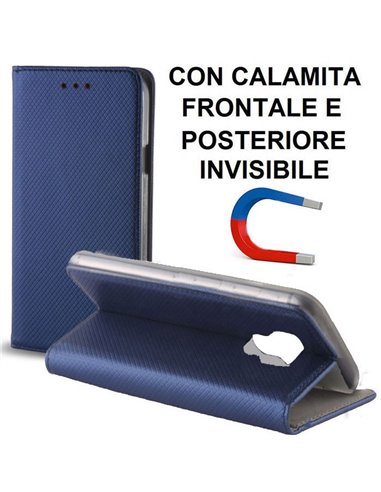 CUSTODIA per HUAWEI MATE 20 - FLIP ORIZZONTALE con CHIUSURA MAGNETICA INVISIBILE ED INTERNO IN TPU COLORE BLU