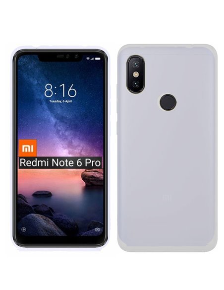 CUSTODIA per XIAOMI REDMI NOTE 6 PRO IN GEL TPU SILICONE SLIM COLORE BIANCO SATINATO