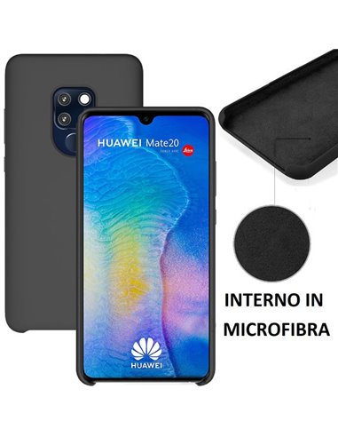 CUSTODIA per HUAWEI MATE 20 IN SILICONE CON EFFETTO SOFT TOUCH ED INTERNO IN MICROFIBRA COLORE NERO