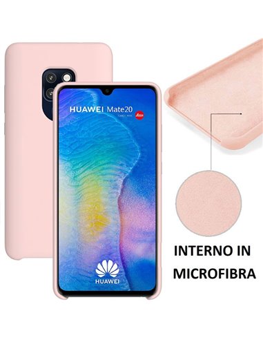 CUSTODIA per HUAWEI MATE 20 IN SILICONE CON EFFETTO SOFT TOUCH ED INTERNO IN MICROFIBRA COLORE ROSA