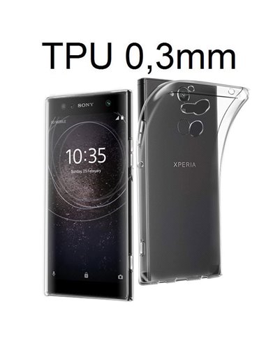 CUSTODIA per SONY XPERIA XA2 PLUS IN GEL TPU SILICONE ULTRA SLIM 0,3mm TRASPARENTE