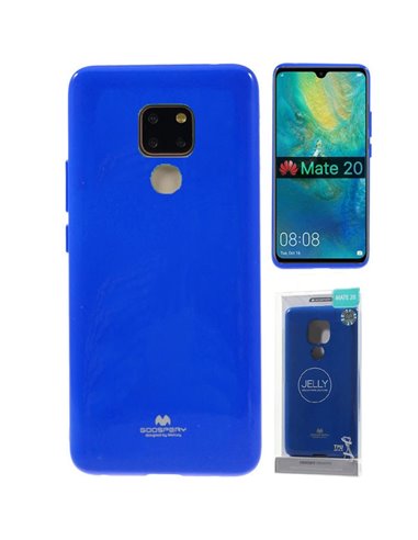 CUSTODIA per HUAWEI MATE 20 IN GEL TPU SILICONE COLORE BLU LUCIDO CON GLITTER ALTA QUALITA' MERCURY