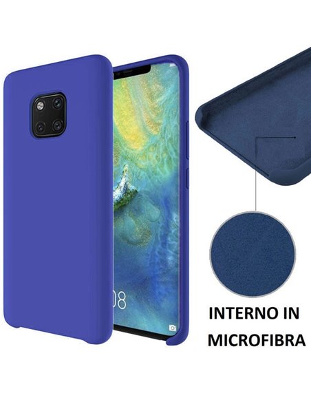 CUSTODIA per HUAWEI MATE 20 PRO IN SILICONE CON EFFETTO SOFT TOUCH ED INTERNO IN MICROFIBRA COLORE BLU