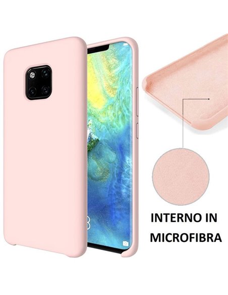 CUSTODIA per HUAWEI MATE 20 PRO IN SILICONE CON EFFETTO SOFT TOUCH ED INTERNO IN MICROFIBRA COLORE ROSA