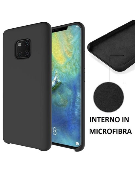 CUSTODIA per HUAWEI MATE 20 PRO IN SILICONE CON EFFETTO SOFT TOUCH ED INTERNO IN MICROFIBRA COLORE NERO