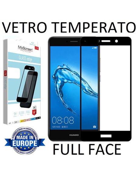 PELLICOLA per HUAWEI NOVA LITE PLUS, Y7 - IN VETRO TEMPERATO FULL FACE 9H 0,33mm CON CORNICE COLORE NERO MYSCREEN LITE