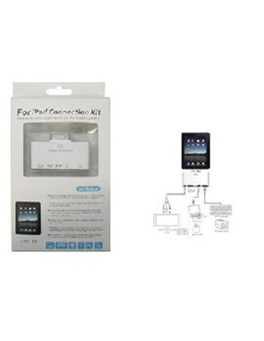 LETTORE DI MEMORIE SD E MICRO SD + PORTA USB FEMMINA + PORTA MINI USB + PORTA AV per APPLE IPAD, IPAD2