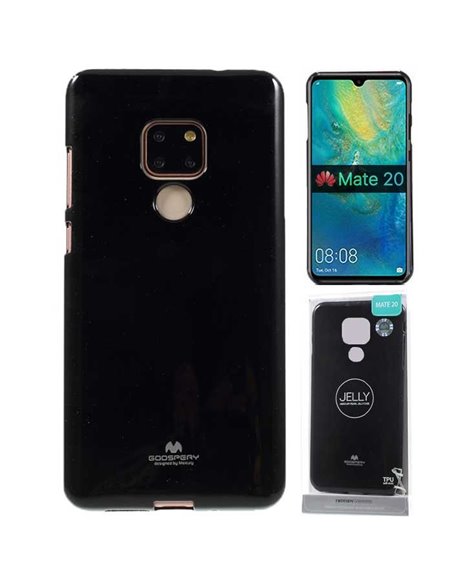 CUSTODIA per HUAWEI MATE 20 IN GEL TPU SILICONE COLORE NERO LUCIDO CON GLITTER ALTA QUALITA' MERCURY