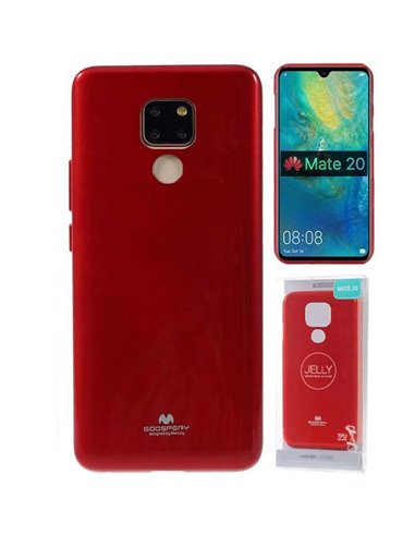 CUSTODIA per HUAWEI MATE 20 IN GEL TPU SILICONE COLORE ROSSO LUCIDO CON GLITTER ALTA QUALITA' MERCURY