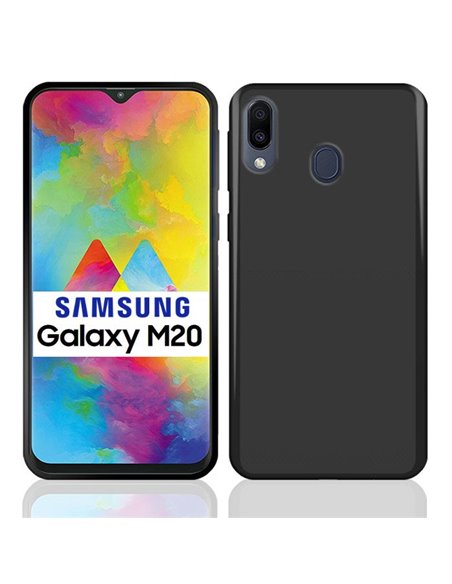 CUSTODIA per SAMSUNG GALAXY M20 (SM-M205) IN GEL TPU SILICONE COLORE NERO