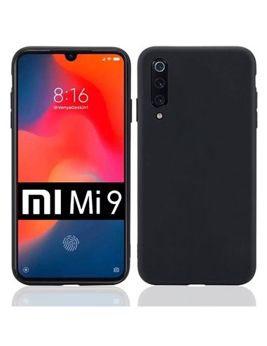 CUSTODIA per XIAOMI MI 9 (6.39') IN GEL TPU SILICONE SLIM COLORE NERO SATINATO