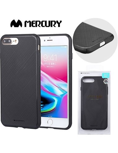 CUSTODIA per APPLE IPHONE 7 PLUS, IPHONE 8 PLUS IN GEL TPU SILICONE COLORE NERO ALTA QUALITA' MERCURY STYLE LUX BLISTER