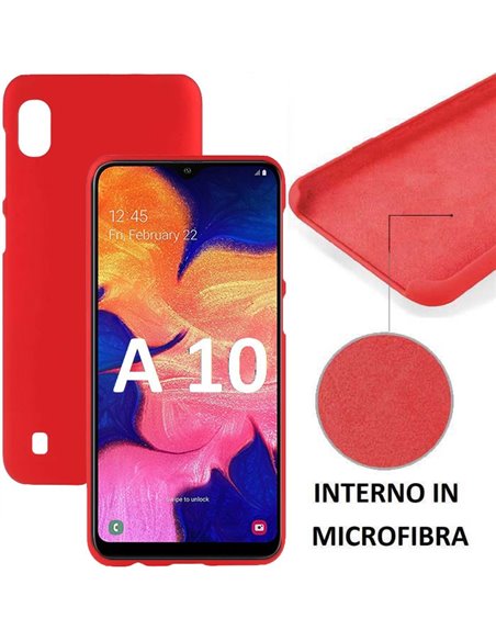 CUSTODIA per SAMSUNG GALAXY A10 (SM-A105) IN SILICONE CON EFFETTO SOFT TOUCH ED INTERNO IN MICROFIBRA COLORE ROSSO