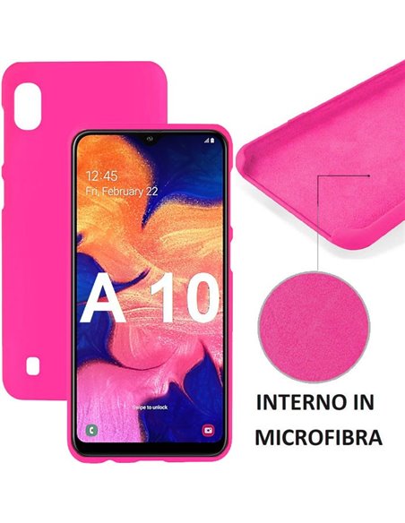 CUSTODIA per SAMSUNG GALAXY A10 (SM-A105) IN SILICONE CON EFFETTO SOFT TOUCH ED INTERNO IN MICROFIBRA COLORE FUCSIA