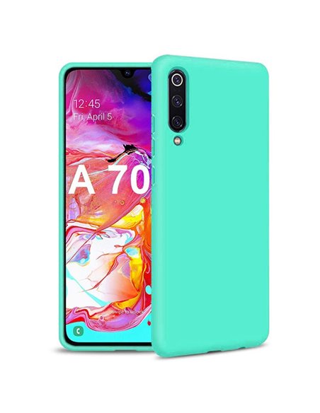 CUSTODIA per SAMSUNG GALAXY A70 (SM-A705), GALAXY A70s (SM-A707) IN GEL TPU SILICONE SLIM COLORE VERDE ACQUA SATINATO