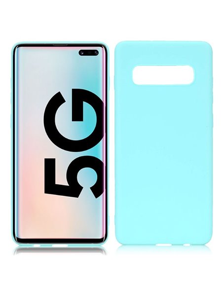 CUSTODIA per SAMSUNG GALAXY S10 5G (SM-G977) IN GEL TPU SILICONE SLIM COLORE VERDE ACQUA SATINATO