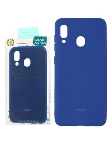 CUSTODIA per SAMSUNG GALAXY A30 (SM-A305), GALAXY A20 (SM-A205) IN GEL TPU SILICONE COLORE BLU ALTA QUALITA' ROAR COLORFUL