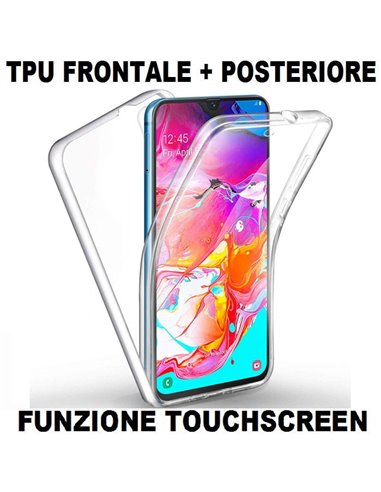 CUSTODIA per SAMSUNG GALAXY A70 (SM-A705), GALAXY A70s (SM-A707) IN GEL TPU FRONTALE + POSTERIORE ULTRA SLIM 0,3mm TRASPARENTE