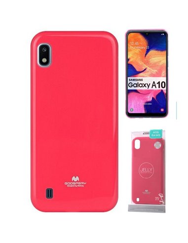 CUSTODIA per SAMSUNG GALAXY A10 (SM-A105) IN GEL TPU SILICONE COLORE FUCSIA LUCIDO CON GLITTER ALTA QUALITA' MERCURY BLISTER