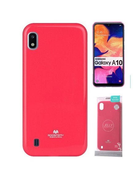 CUSTODIA per SAMSUNG GALAXY A10 (SM-A105) IN GEL TPU SILICONE COLORE FUCSIA LUCIDO CON GLITTER ALTA QUALITA' MERCURY BLISTER